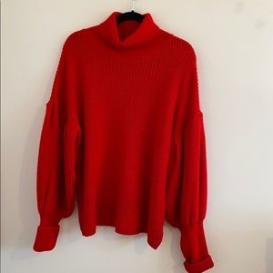 Topshop Balloon sleeve red sweater!